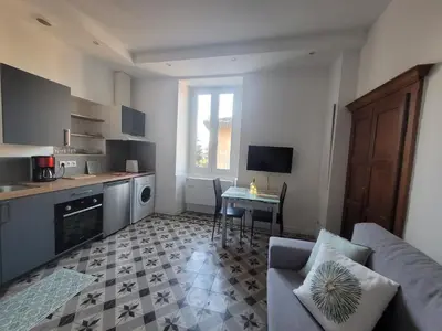Cuisine ou kitchenette dans l'établissement Erbalunga : Studio rénové, bel emplacement