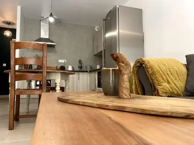 Cuisine ou kitchenette dans l'établissement Bord de mer, 2 chambres