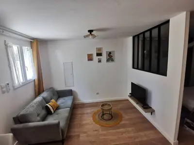 Coin salon dans l'établissement Appartement de 30m2 pour 2 personnes Venaco