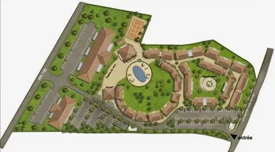 Plan de l'établissement NOUVEL LOCATION d'un Bel appart T2 climatisé et meublé au RDCh avec piscine dans residence les Melody