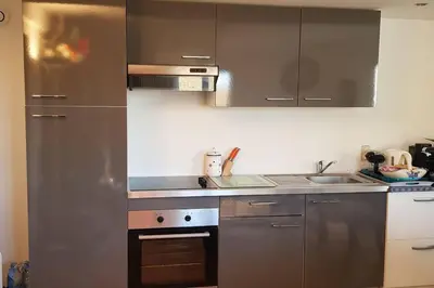 Cuisine ou kitchenette dans l'établissement Charmant T3 en rez de jardin d'une villa