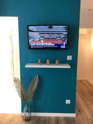 Télévision ou salle de divertissement dans l'établissement T2 chaleureux à 5 mn du centre/plage avec parking