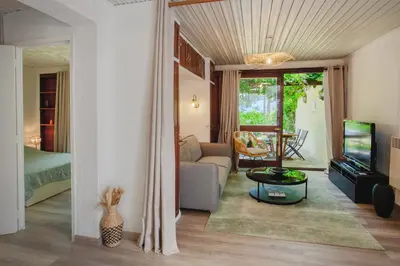 Coin salon dans l'établissement U Prato - Bungalow proche de la mer