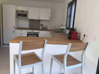 Cuisine ou kitchenette dans l'établissement Villa CALLINAJO , à 1 min de la plage LOZARI