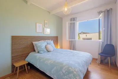 Un ou plusieurs lits dans un hébergement de l'établissement Villa MonteCristo, clim, piscine privée, 300m. mer