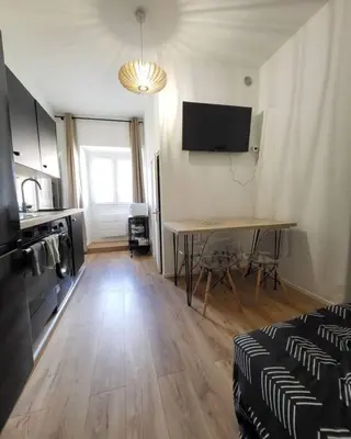 Cuisine ou kitchenette dans l'établissement Corte tres beau T2 neuf hyper centre 4 personnes calme et lumineux wifi lave linge