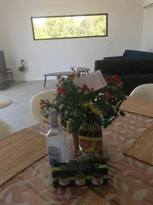 Coin salon dans l'établissement Villa Rossa Contemporaine Piscine chauffée