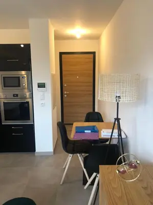 Cuisine ou kitchenette dans l'établissement T1 de standing avec vue