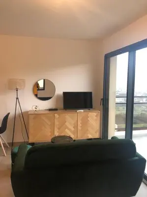 Télévision ou salle de divertissement dans l'établissement T1 de standing avec vue