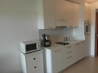 Cuisine ou kitchenette dans l'établissement Résidence les Eucalyptus