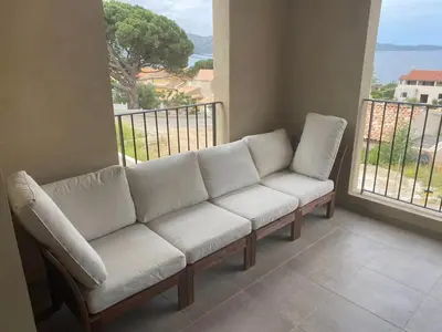 Coin salon dans l'établissement Domaine Amortella Saint-Florent