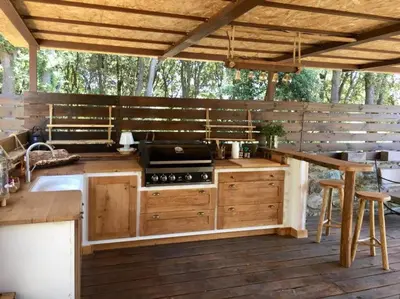 Cuisine ou kitchenette dans l'établissement Bergerie du Cap Corse