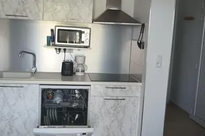 Cuisine ou kitchenette dans l'établissement Résidence front de mer + Piscine