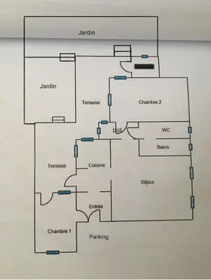 Plan de l'établissement Maison à 150m de la plage naturiste, 2 chambres