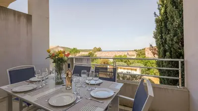 Balcon ou terrasse dans l'établissement Mini-villa alliance wifi proche ile rousse