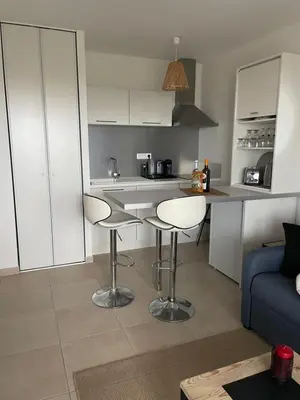 Cuisine ou kitchenette dans l'établissement Studio design front de mer classé 3 étoiles