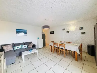 Coin salon dans l'établissement Appartement Aria Marina 2 Lumio