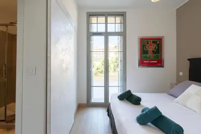 Un ou plusieurs lits dans un hébergement de l'établissement Superbe appartement vue mer - terrasse et parking