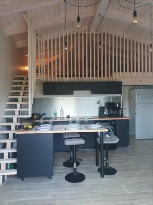 Cuisine ou kitchenette dans l'établissement casasantellix
