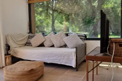 Un ou plusieurs lits dans un hébergement de l'établissement Villa Bergerie Baracco Argia, piscine, maquis et tradition corse pour 6 personnes