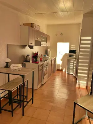 Cuisine ou kitchenette dans l'établissement Studio les pieds dans l eau