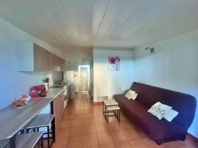 Cuisine ou kitchenette dans l'établissement Les pieds dans l'eau T2 A