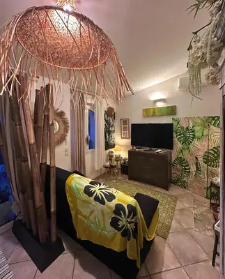 Télévision ou salle de divertissement dans l'établissement les pivoines