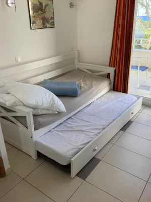 Un ou plusieurs lits dans un hébergement de l'établissement La perle de lozari, Duplex vue mer, Belgodère, L'île rousse, Corse