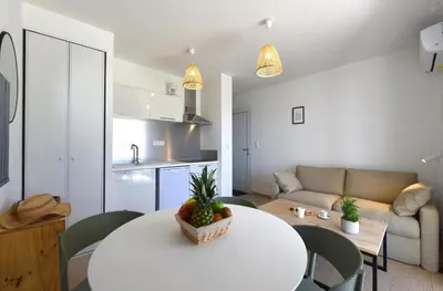 Cuisine ou kitchenette dans l'établissement T2 VUE MER CORSE N193