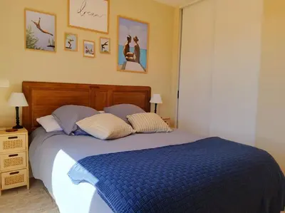 Un ou plusieurs lits dans un hébergement de l'établissement Villa 8 personnes entre l'ile rousse et Calvi avec piscine.
