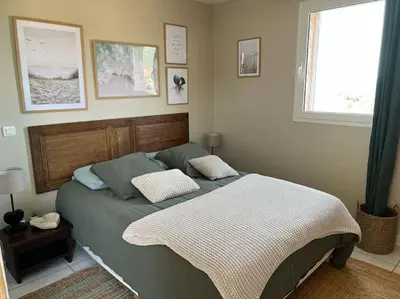 Un ou plusieurs lits dans un hébergement de l'établissement Villa 8 personnes entre l'ile rousse et Calvi avec piscine.