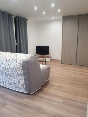 Télévision ou salle de divertissement dans l'établissement Maison T2 500m de la plage