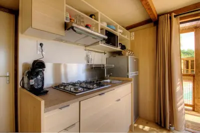 Cuisine ou kitchenette dans l'établissement Chalet U Pinu