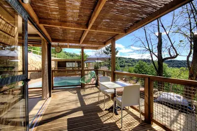 Balcon ou terrasse dans l'établissement CHALET U Castagnu