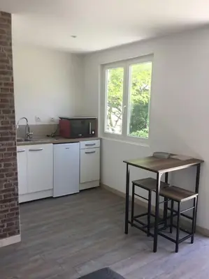 Cuisine ou kitchenette dans l'établissement chalet 19m2 pour 2 personnes