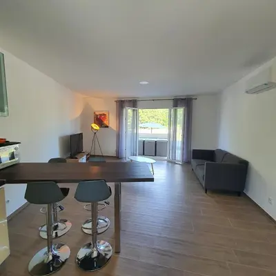 Coin salon dans l'établissement appartement Oliviaaxelle