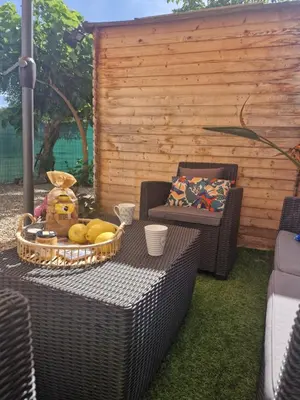 Coin salon dans l'établissement Maison pour 4 personnes en bord de mer