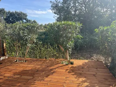 Jardin de l'établissement Corse villa T3 piscine