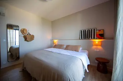 Un ou plusieurs lits dans un hébergement de l'établissement Villa vue mer Cap Corse