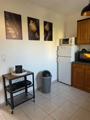 Cuisine ou kitchenette dans l'établissement Mini villa piscine et plage
