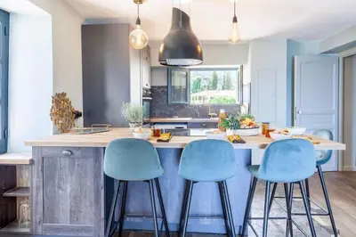 Cuisine ou kitchenette dans l'établissement Appartement Bord de plage Vue mer