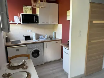 Cuisine ou kitchenette dans l'établissement Studio Les arbousiers