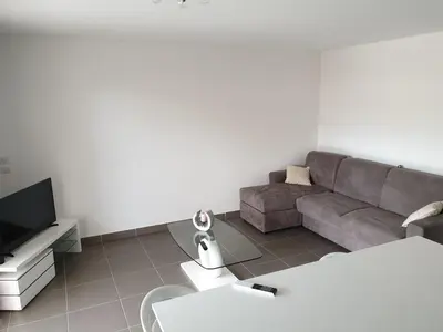 Télévision ou salle de divertissement dans l'établissement T2 55 m2 4 pers jacuzzi terrasse 55m2