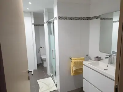 Salle de bains dans l'établissement T2 55 m2 4 pers jacuzzi terrasse 55m2
