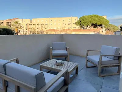 Coin salon dans l'établissement Duplex T4 proche de la plage à Calvi