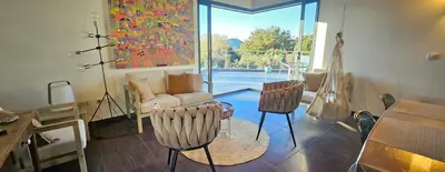 Coin salon dans l'établissement Villa Lucitello by Monarca Location, refuge Familial à 10 minutes de Saint Florent
