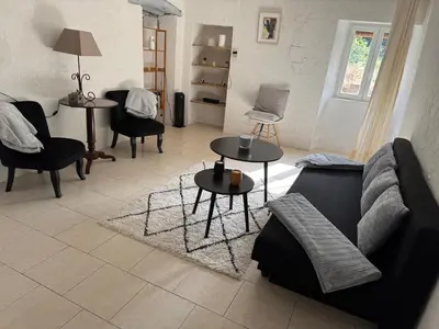 Coin salon dans l'établissement Joli T2 in Cap Corse