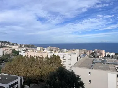 Vue générale sur la mer ou vue sur la mer prise depuis l'appartement