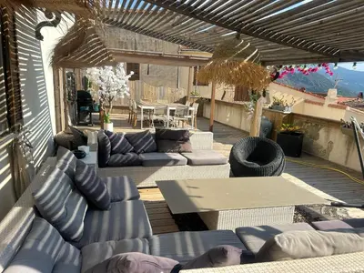 Coin salon dans l'établissement Superbe maison de charme vue mer
