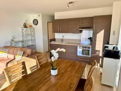 Cuisine ou kitchenette dans l'établissement Bel appartement vue mer-montagne